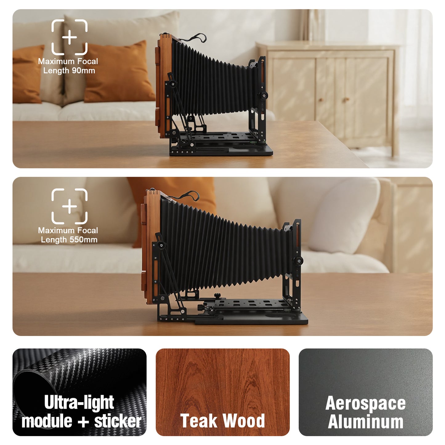 New Munewca 8x10'' Large Format Teak Wood Field Folding Film Camera