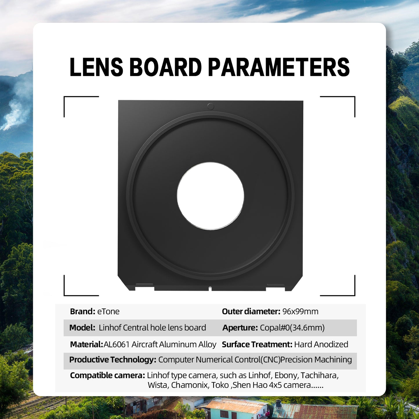 Compur Prontor Copal #0 Center Hole Lens Board For Linhof Wista Ebony Tachihara Chamonix Shen Hao
