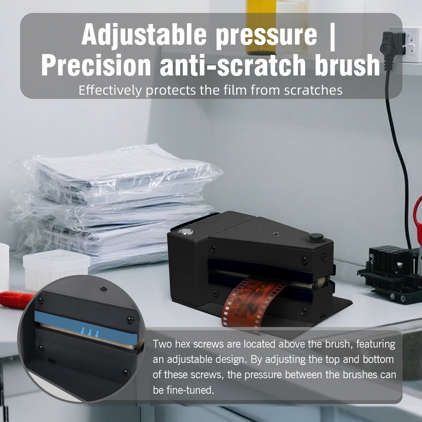 Professional Film Anti-Static Electric Dust Remover Vacuum Cleaner For 120 135 35mm 4x5 (Black)