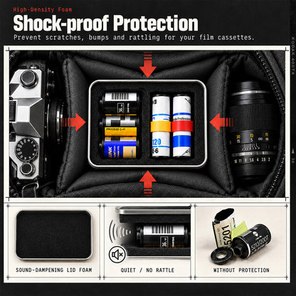 eTone Metal Film Canister Silent Storage Case Box with Clips for 120 135 35mm Negative Film