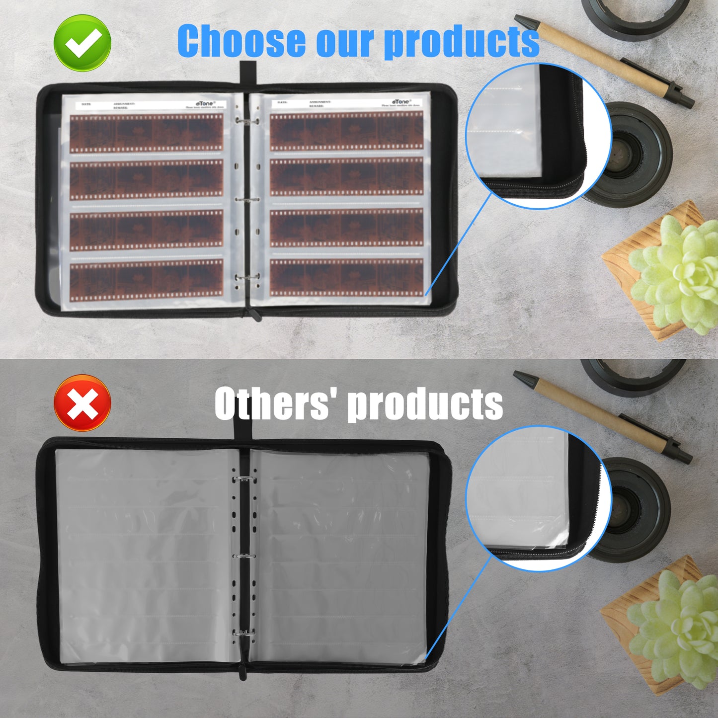 Blue Film Photo Binder Zipper Album 120 6x7 6x6 Archival Negative Storage Slide Page