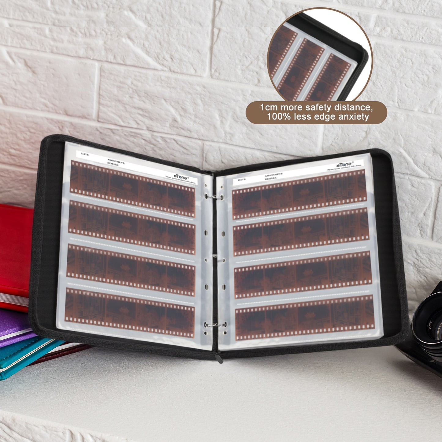 Brown L Size Photo Ring Binder Zipper Album 120 6x6 6x7 Acid-free Film Negative Storage Page