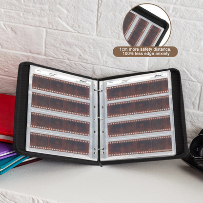 Brown L Size Photo Ring Binder Zipper Album 120 6x6 6x7 Acid-free Film Negative Storage Page