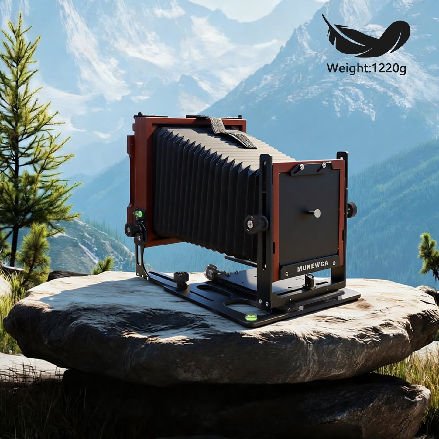 New Munewca 4X5'' Large Format Teak Wood Field Folding Film Camera With Ground Glass