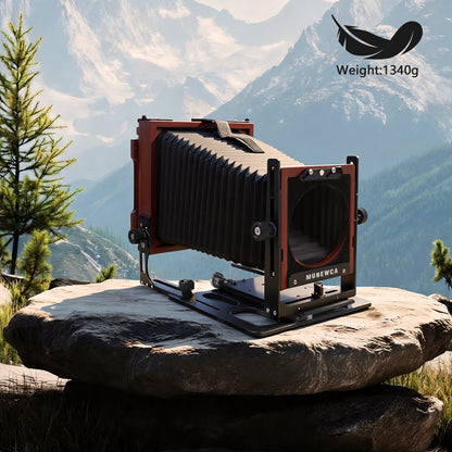 New Munewca 4X5'' Large Format Teak Wood Field Folding Film Camera With Ground Glass