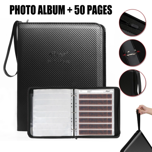 Ring Film Photo Archival Storage Binder Album With Zipper+50x 135 35mm Negative Storage Page
