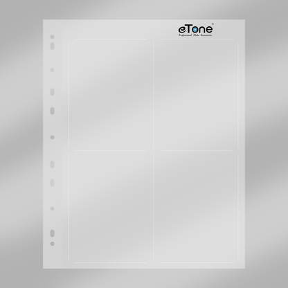 eTone 50/100X Archival Storage Sheets 4x5 Page Bag Ring Binder B/W Film Negative