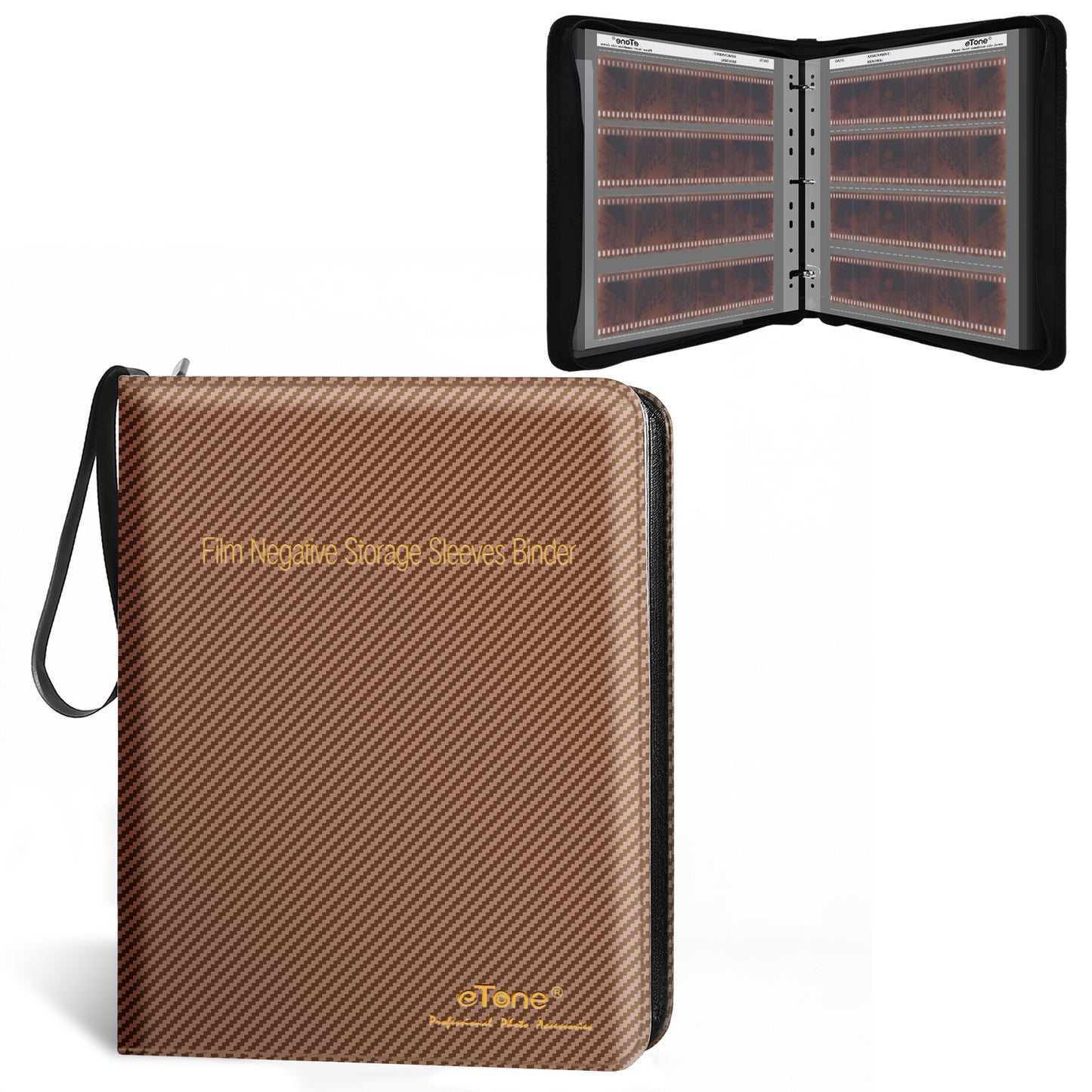 Brown L Size Photo Ring Binder Zipper Album 120 6x6 6x7 Acid-free Film Negative Storage Page