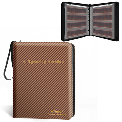 Brown L Size Photo Ring Binder Zipper Album 120 6x6 6x7 Acid-free Film Negative Storage Page