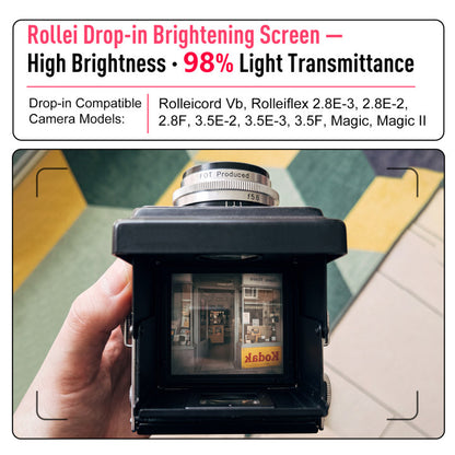 Focusing Screen with Frame for Rolleiflex Vb 2.8E2 2.8E3 2.8F 3.5E2 3.5E3 3.5F Magic