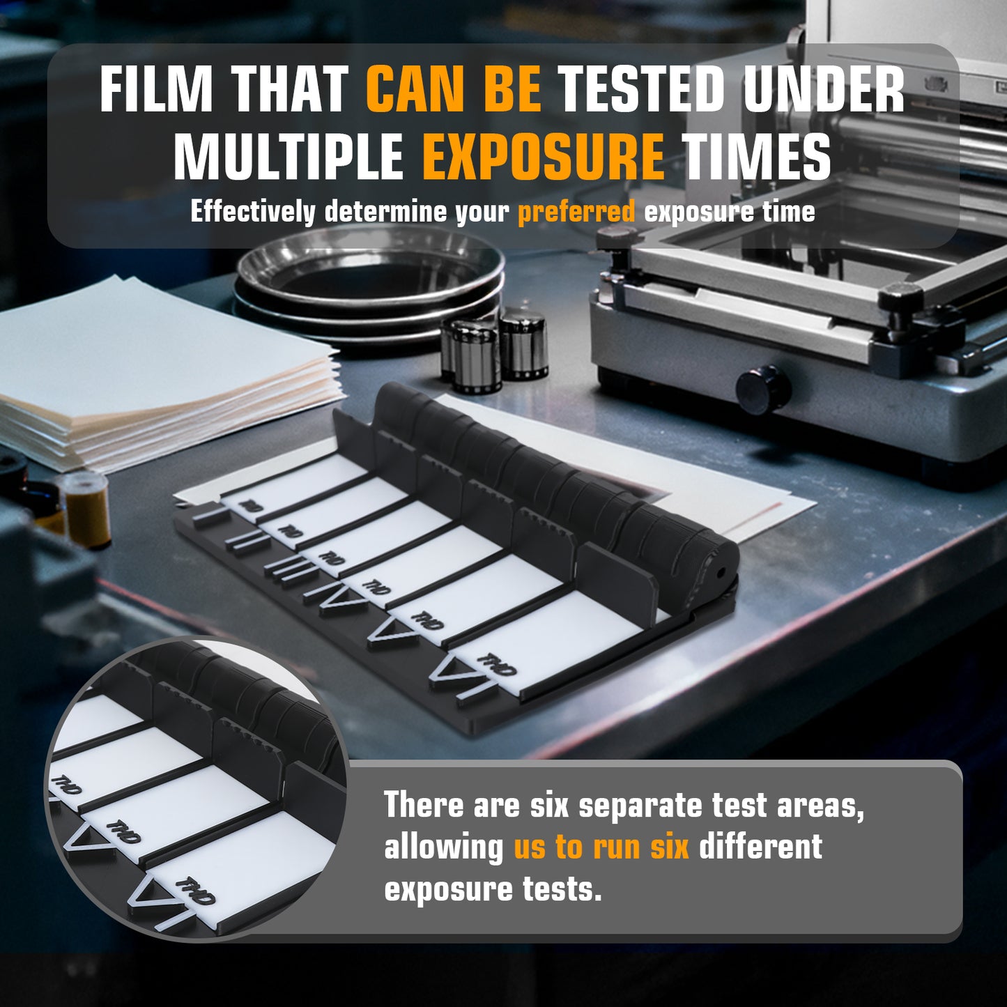 Darkroom Color B/W Roll Film Photo Paper Enlarging Test Strip 6-Level Exposure Comparison Tool