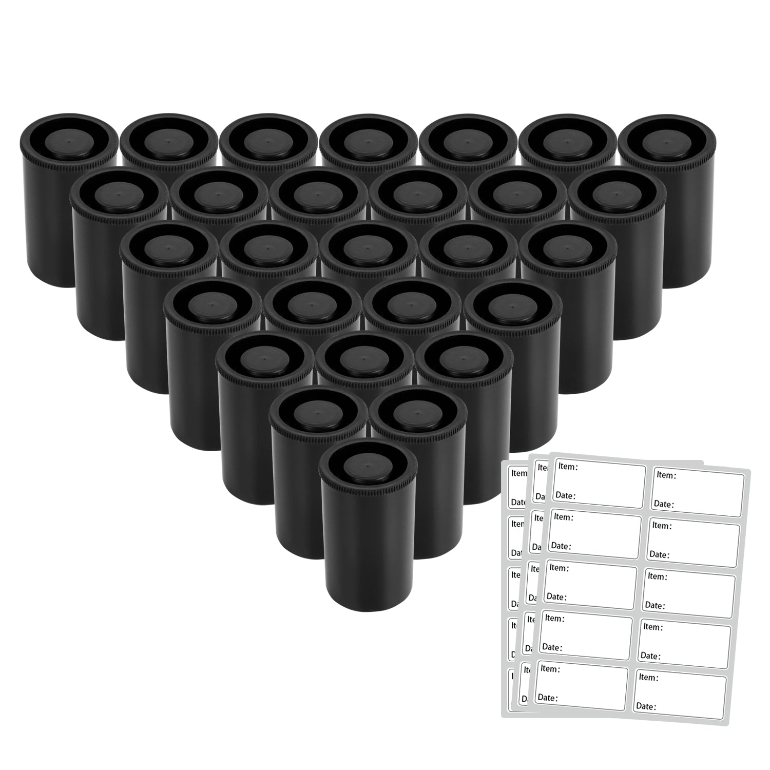 10x Plastic Empty 35mm Film Cans - Black/White, 54x33mm Canisters For Storage
