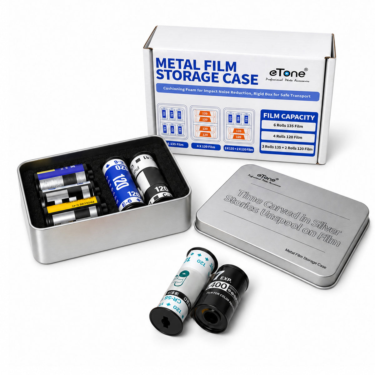 Multi-Format Metal Film Storage Case Silent Container Box For 120 135 35mm B&W Color Negative Film