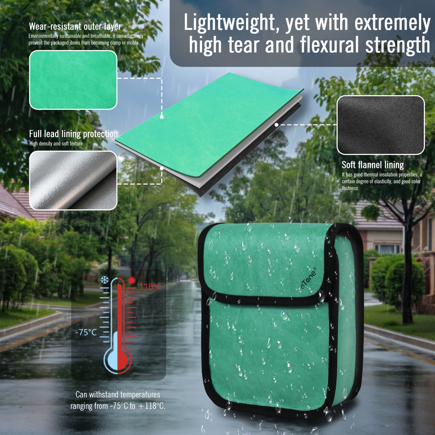 eTone Anti-X-ray Film Guard Lead Foil Protection Bag for 135 35mm 120 4x5 B/W Color Film(Blue or Green)