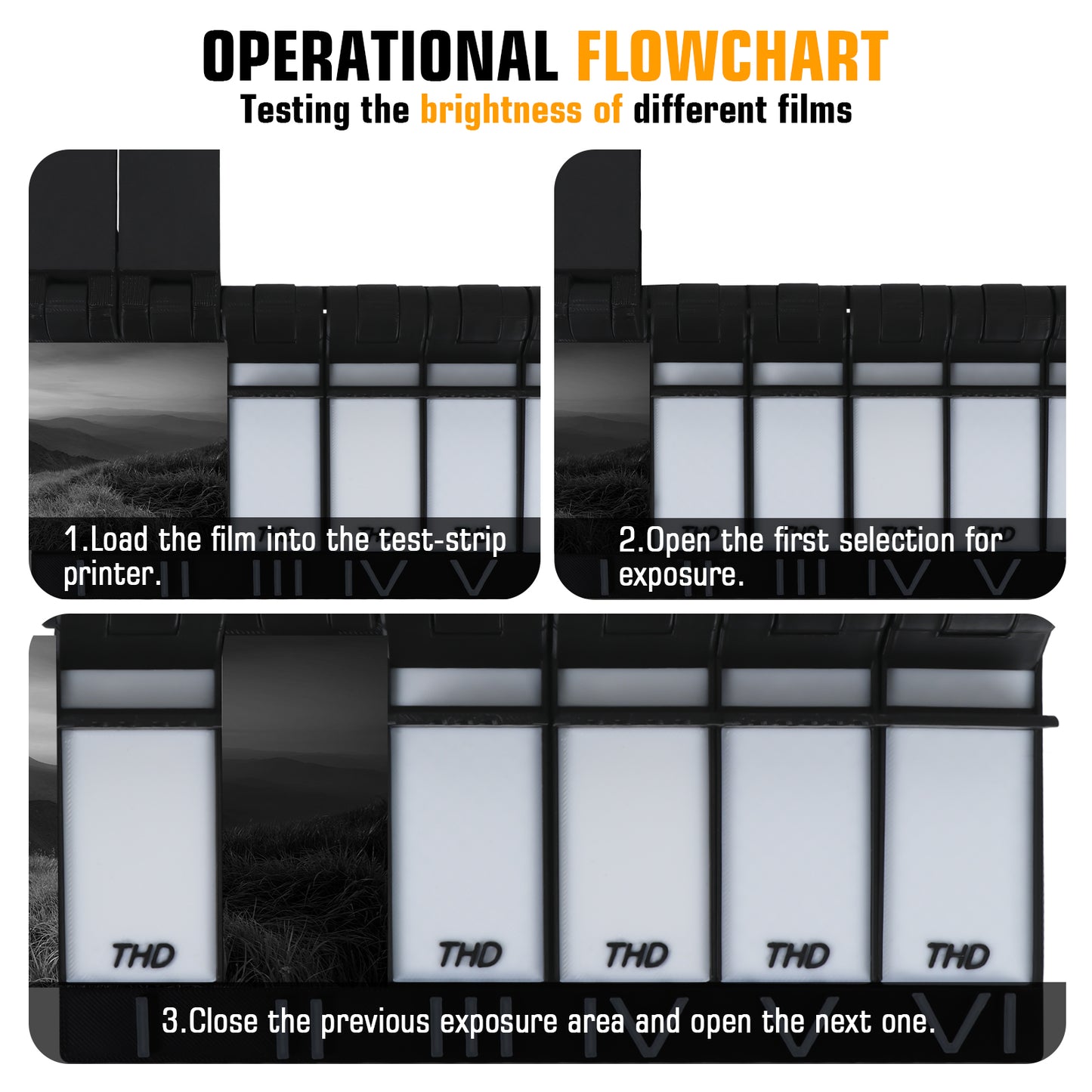 Darkroom Color B/W Roll Film Photo Paper Enlarging Test Strip 6-Level Exposure Comparison Tool
