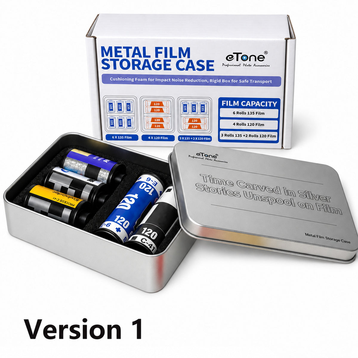 Multi-Format Metal Film Storage Case Silent Container Box For 120 135 35mm B&W Color Negative Film