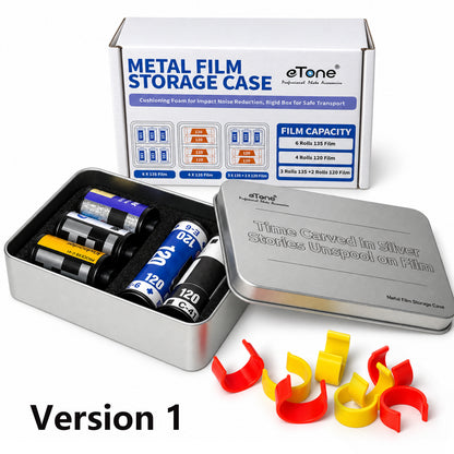 120 135 35mm Metal Film Storage Silent Canister Case Carved Silver Box with Clips