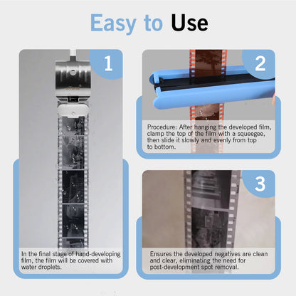 eTone Film Squeegee for 35mm 135 120 4x5 Film, Soft Silicone Blades, Streak-Free Wiping Negative Film Blue Green