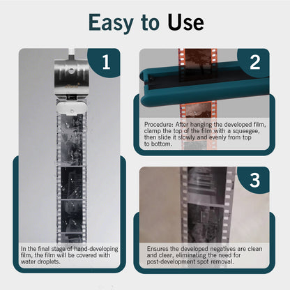 eTone Film Squeegee for 35mm 135 120 4x5 Film, Soft Silicone Blades, Streak-Free Wiping Negative Film Blue Green