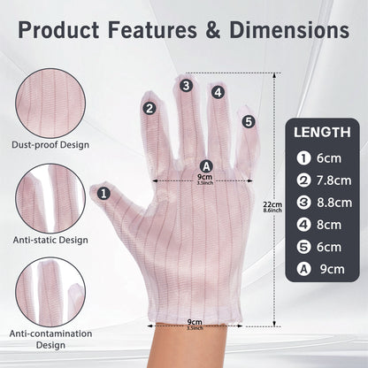 6 Pairs Darkroom Anti-Static Dust-Proof Gloves For Darkroom Photo Film Developing Processing （12pcs）