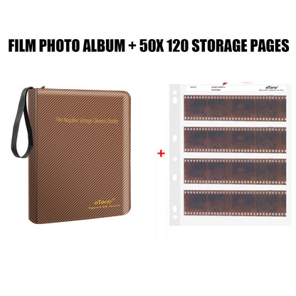 Brown L Size Photo Ring Binder Zipper Album 120 6x6 6x7 Acid-free Film Negative Storage Page