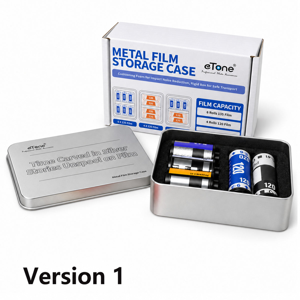 Multi-Format Metal Film Storage Case Silent Container Box For 120 135 35mm B&W Color Negative Film