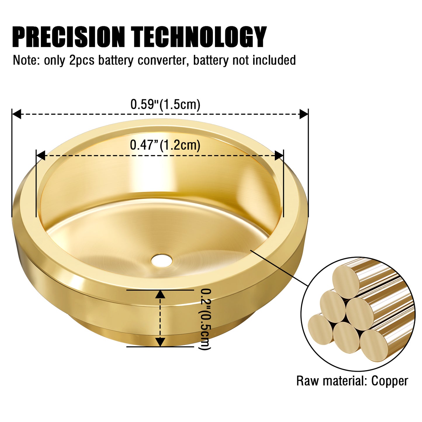 4Pcs Brass Metal Battery Adapter LR44 to PX625,PX13,MR9,LR9,V625U,S625PX,MRB625