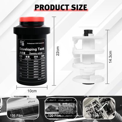 Film Develop Tank 3 Spiral Reels with Buckle Separator 120 127 135 B&W Color Negative Darkroom Processing Processor