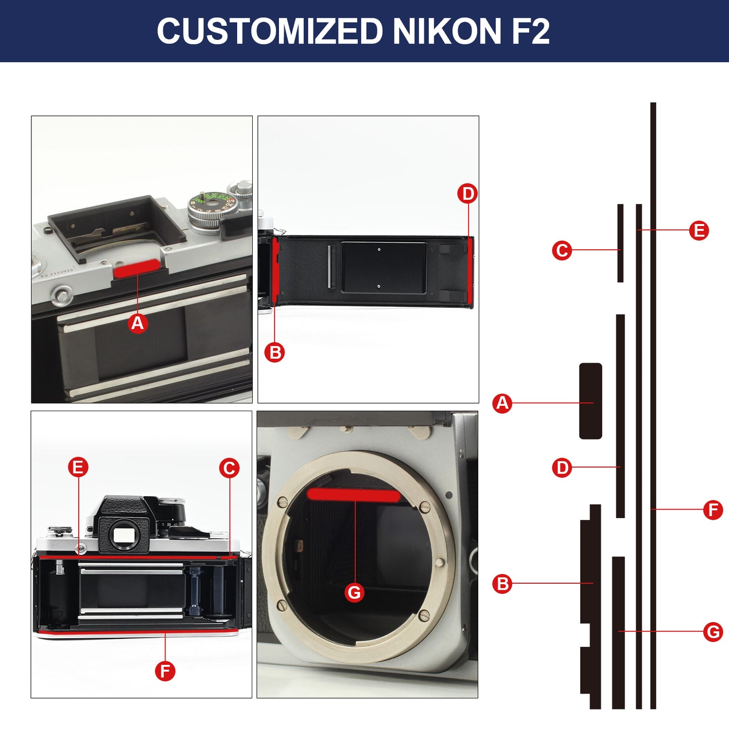 Pre-cut Custom Light Seal Foam Sponge Replace Kits For Nikon F2 F2A F2AS Film Camera