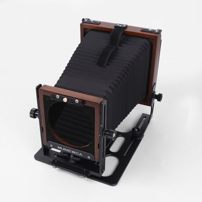 New Munewca 4X5'' Large Format Teak Wood Field Folding Film Camera With Ground Glass