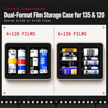 eTone Metal Film Canister Silent Storage Case Box with Clips for 120 135 35mm Negative Film