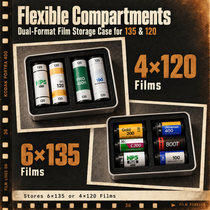 Multi-Format Metal Film Storage Case Silent Container Box For 120 135 35mm B&W Color Negative Film