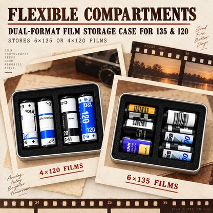 Multi-Format Metal Film Storage Case Silent Container Box For 120 135 35mm B&W Color Negative Film