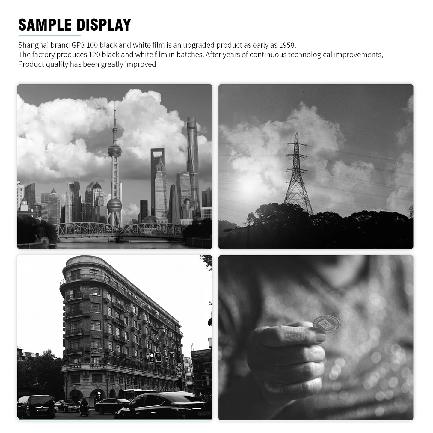 3 Rolls Shanghai Black & White GP3 135/36 35mm Film DIN ISO 100 B&W B/W Freshest