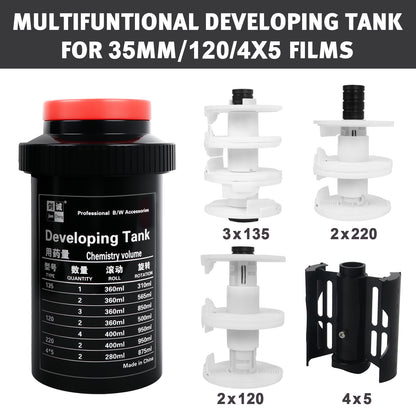 Film Develop Tank 3 Spiral Reels with Buckle Separator 120 127 135 B&W Color Negative Darkroom Processing Processor