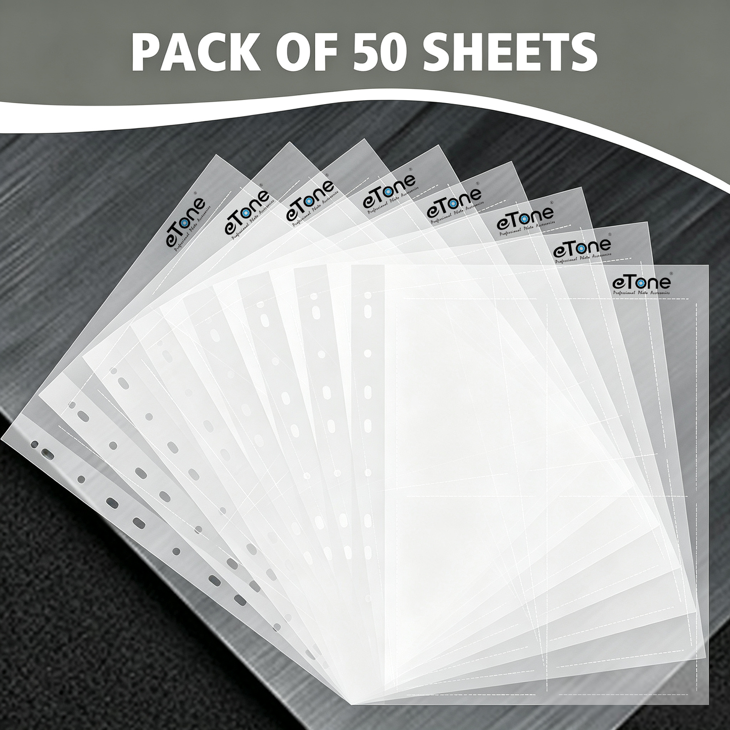 eTone 50/100X Archival Storage Sheets 4x5 Page Bag Ring Binder B/W Film Negative
