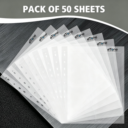 eTone 50/100X Archival Storage Sheets 4x5 Page Bag Ring Binder B/W Film Negative