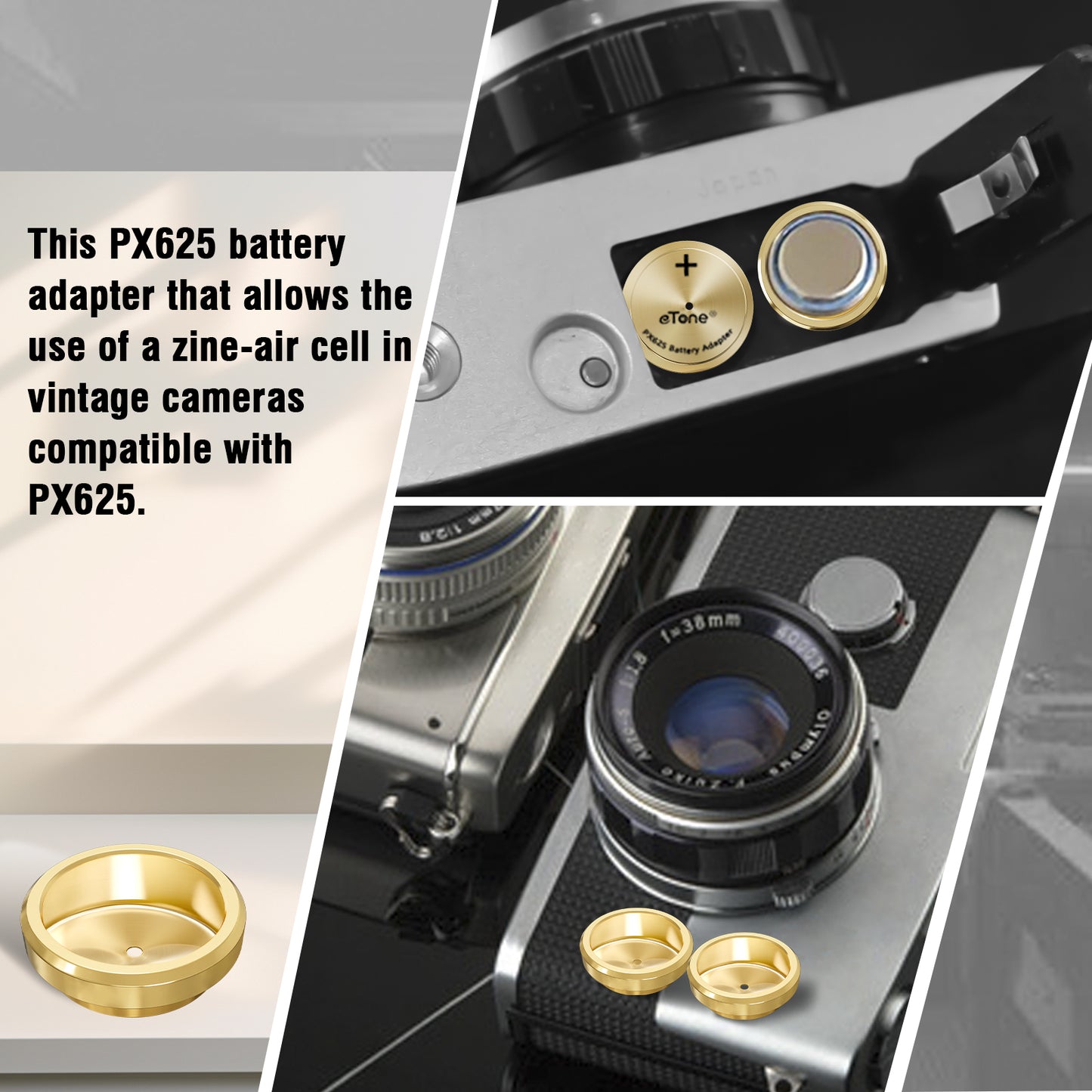 2pcs MR-9 MR9 PX13 PX625 Brass Metal Battery Adapter for Film Camera & Exposure Meter