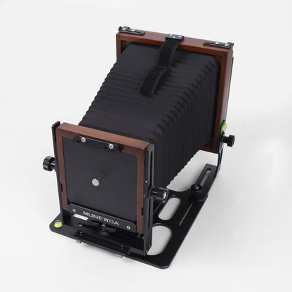 New Munewca 4X5'' Large Format Teak Wood Field Folding Film Camera With Ground Glass