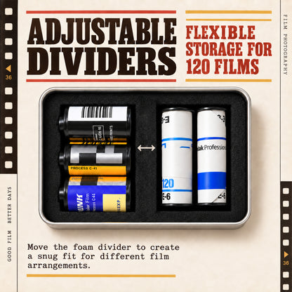 Multi-Format Metal Film Storage Case Silent Container Box For 120 135 35mm B&W Color Negative Film