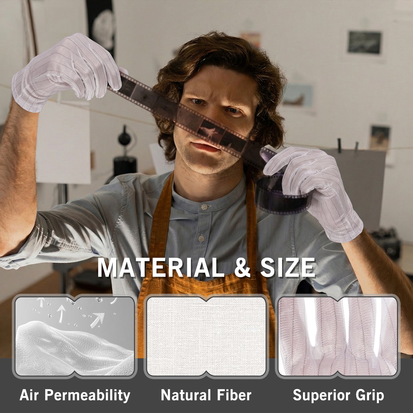 6 Pairs Darkroom Anti-Static Dust-Proof Gloves For Darkroom Photo Film Developing Processing （12pcs）