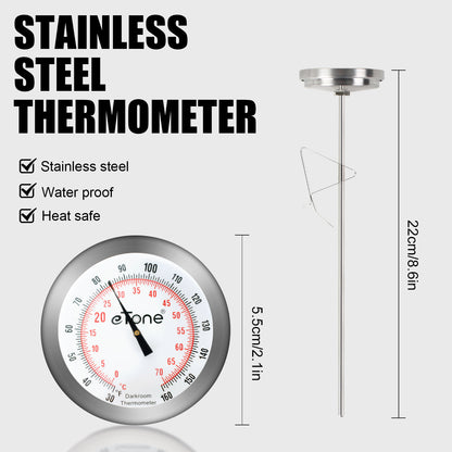 Darkroom Thermometer Pocket Dial Stainless Steel Wall Clip Waterproof For Film Processing Chemical Temperature