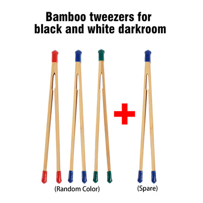 4x Bamboo Print Photography Darkroom Tongs Tweezers Set Negative Film Developing