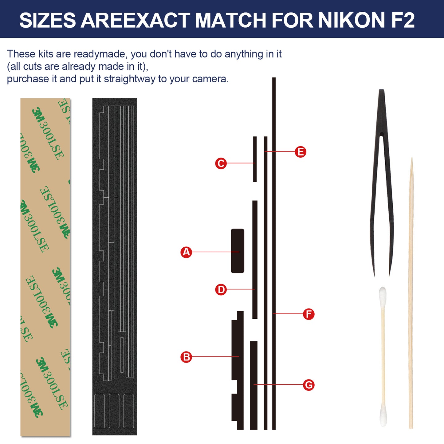 Pre-cut Custom Light Seal Foam Sponge Replace Kits For Nikon F2 F2A F2AS Film Camera