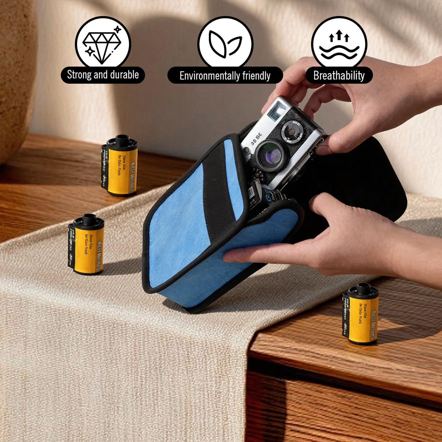 eTone Anti-X-ray Film Guard Lead Foil Protection Bag for 135 35mm 120 4x5 B/W Color Film(Blue or Green)