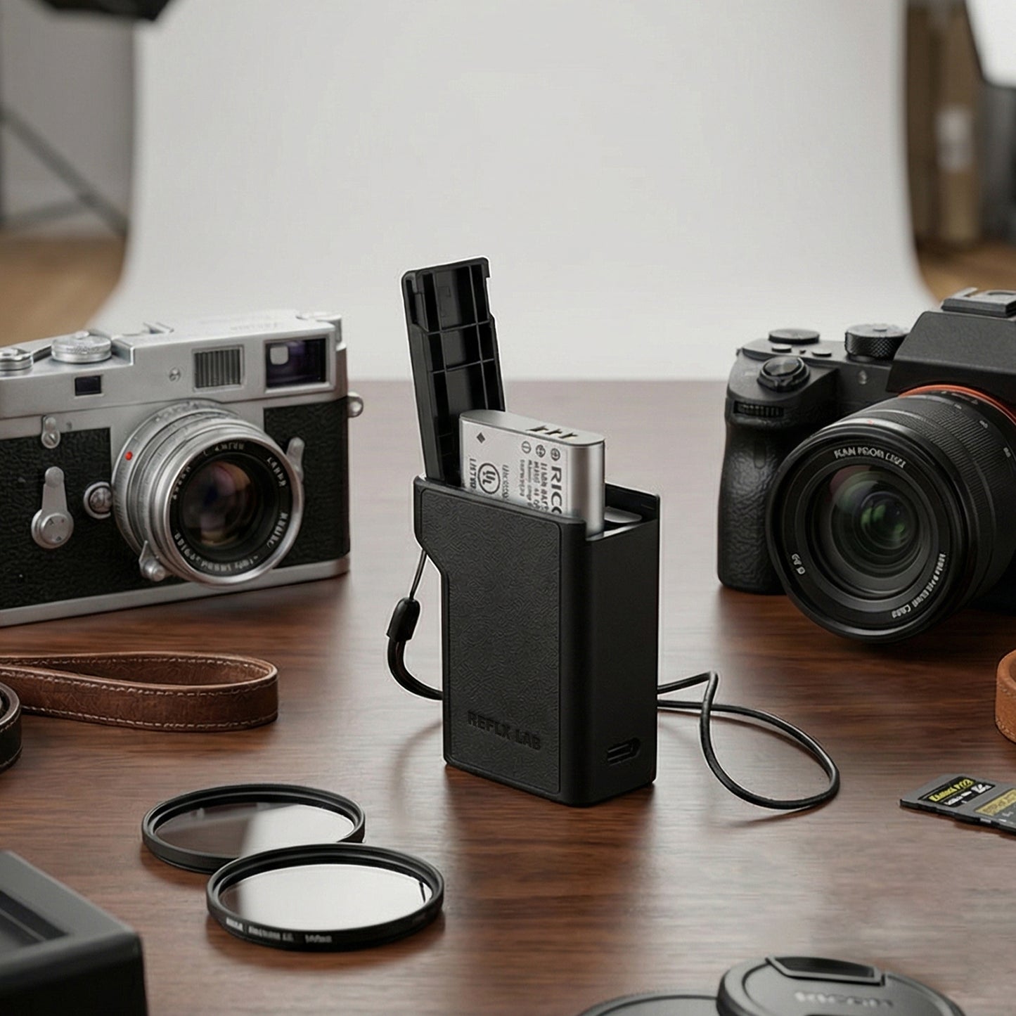 3-in-1 Battery Charging Storage Box Case for Ricoh Ricoh GR3 HDF GR3X HDF Olympus SP-100EE SH-2 DB-110 LI-92B