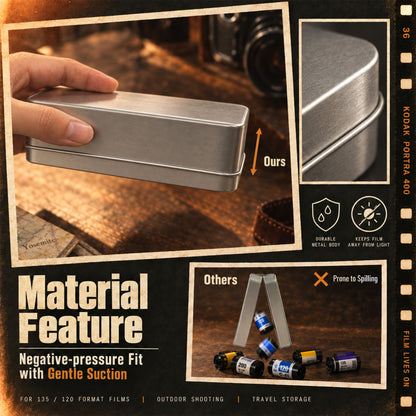 Multi-Format Metal Film Storage Case Silent Container Box For 120 135 35mm B&W Color Negative Film