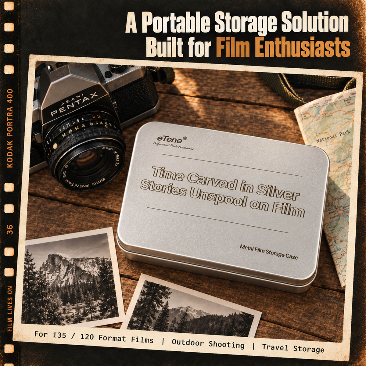 Multi-Format Metal Film Storage Case Silent Container Box For 120 135 35mm B&W Color Negative Film