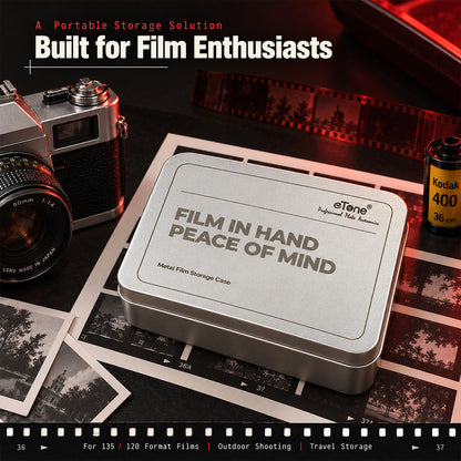 eTone Metal Film Canister Silent Storage Case Box with Clips for 120 135 35mm Negative Film