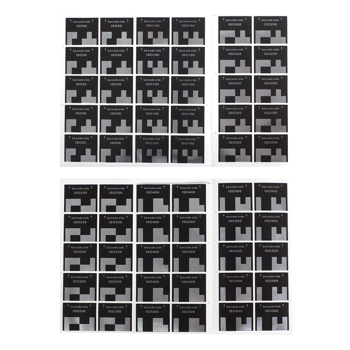 10 Seiten 135 35-mm-Handrollen-Massenschwenkfilm DX-Code DX-kodiert ISO100 50 250 400 500 Etikettenaufkleber Auto-ISO DIN ASA erkannt